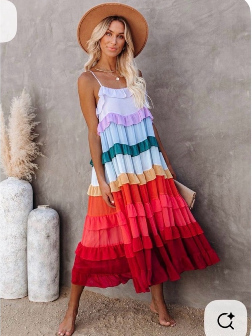 Storia | Vici Multi-Color Tiered Ruffle Maxi Dress - Vibrant Rainbow